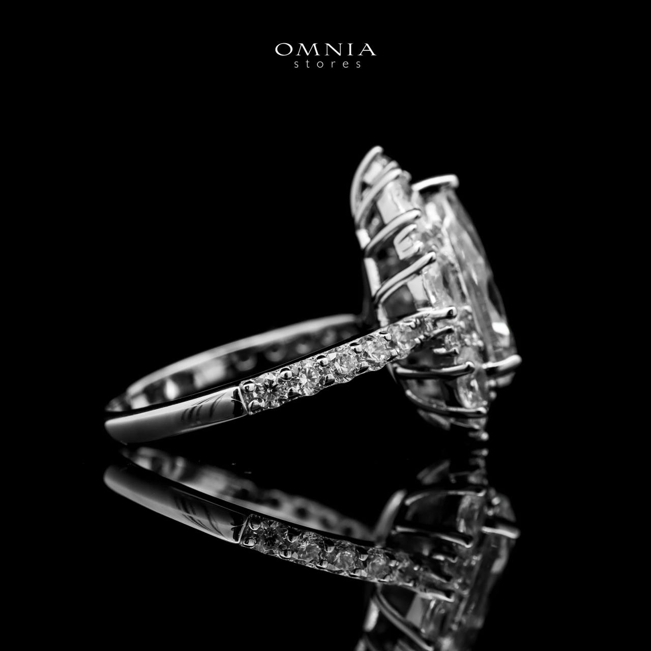 Omnia Taleeda Silver Ring in 925 Silver with High Quality White Simulated Diamonds Stones image number null