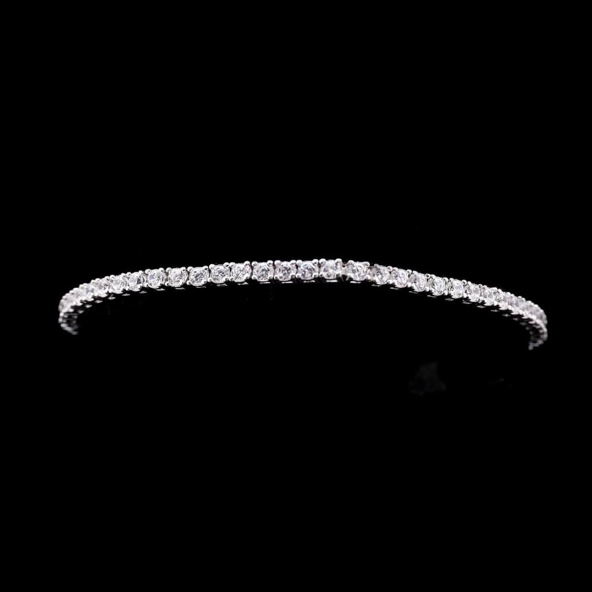 Omnia Inara Double Row Radiant-Cut Tennis Bracelet 2.5mm in 92.5 Silver with Simulated Diamonds image number null