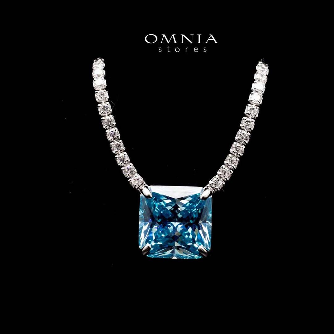 Omnia Bettina Sky Blue Necklace 92.5 Silver in High Quality Simulated Diamonds image number null