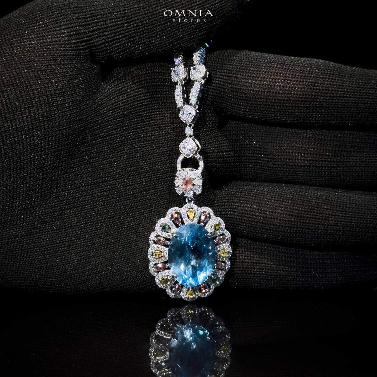 Omnia Laila Necklace in 92.5 Silver High Quality Topaz Stone image number null