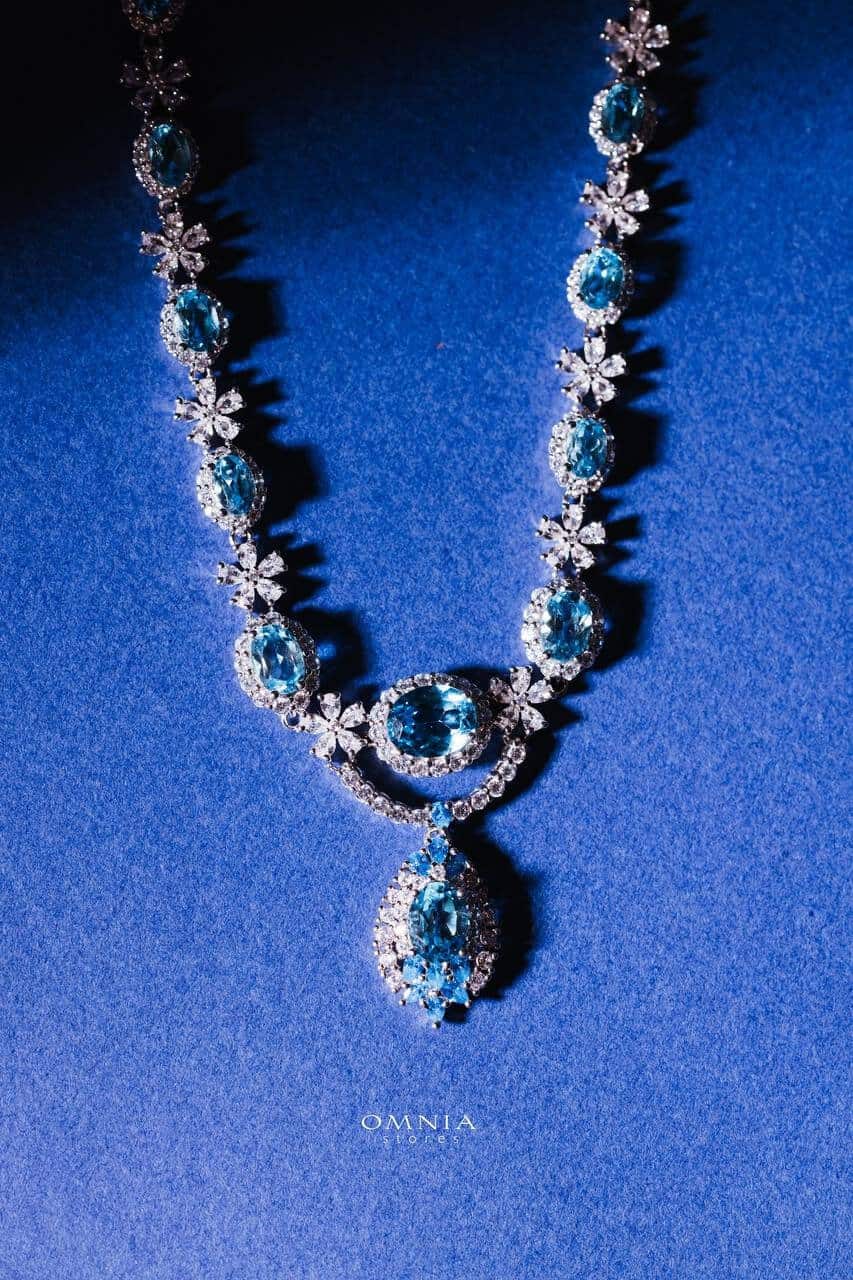 Omnia Naira Necklace In 92.5 Silver High Quality Topaz Stone image number null