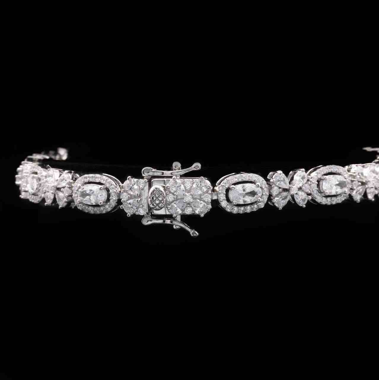 Omnia Zuhra White Bracelet in 925 Silver with High Quality Simulated Diamonds image number null