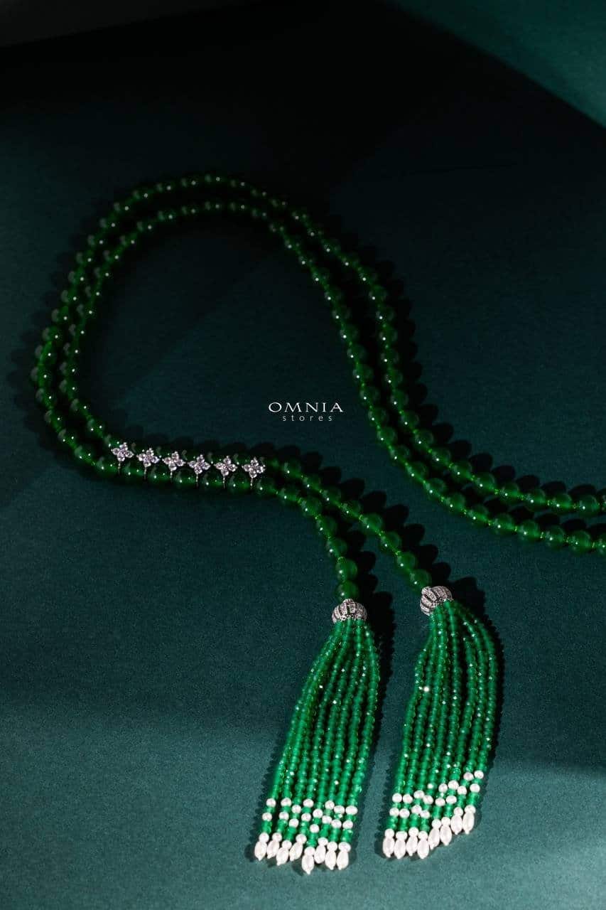 Omnia Selena Real Beads Set in 92.5 Silver High Quality Simulated diamonds, , large image number null