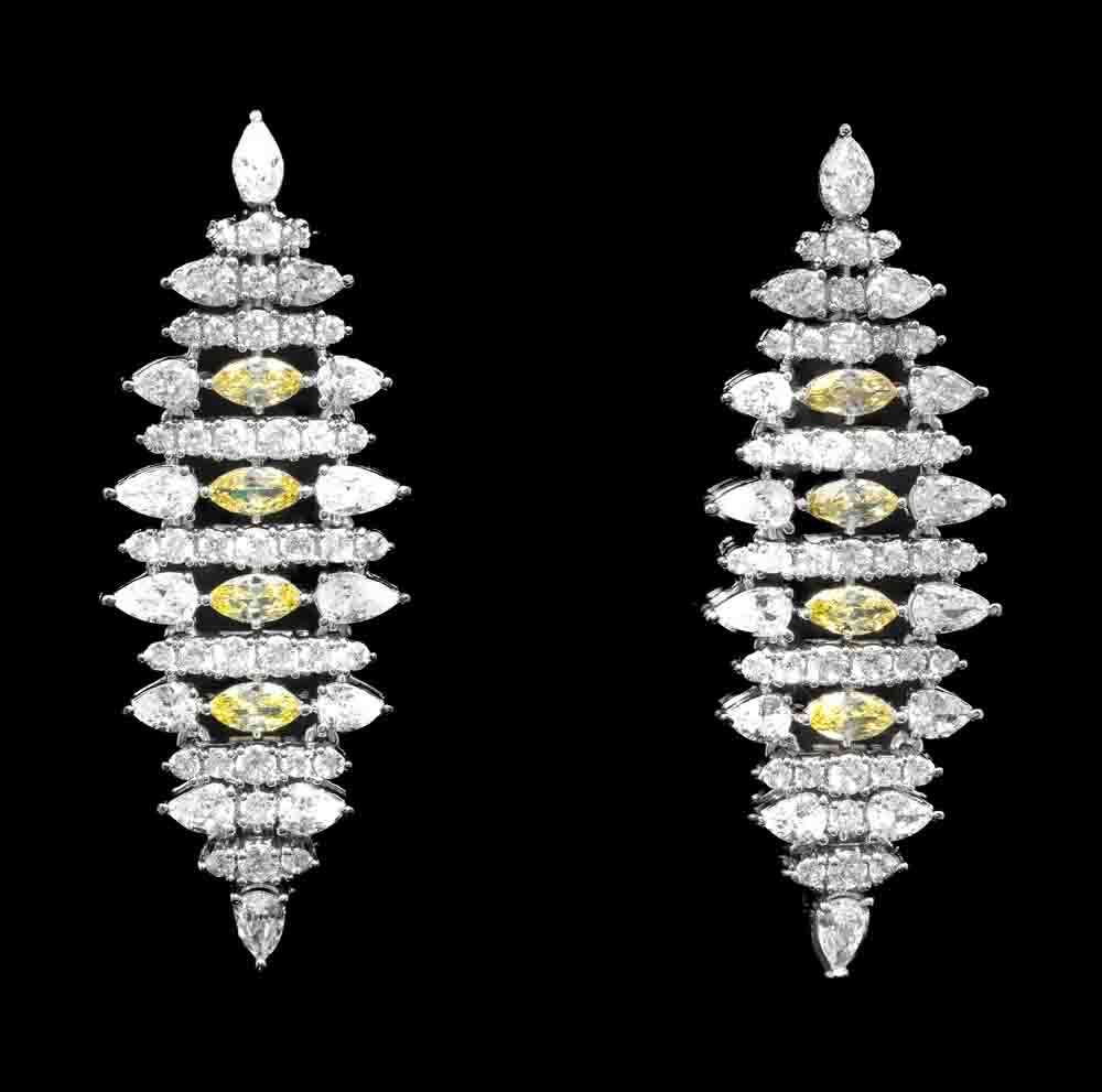 Omnia Lana Yellow Bridal Full Set in High Quality Zircon Stone Rhodium Plated image number null