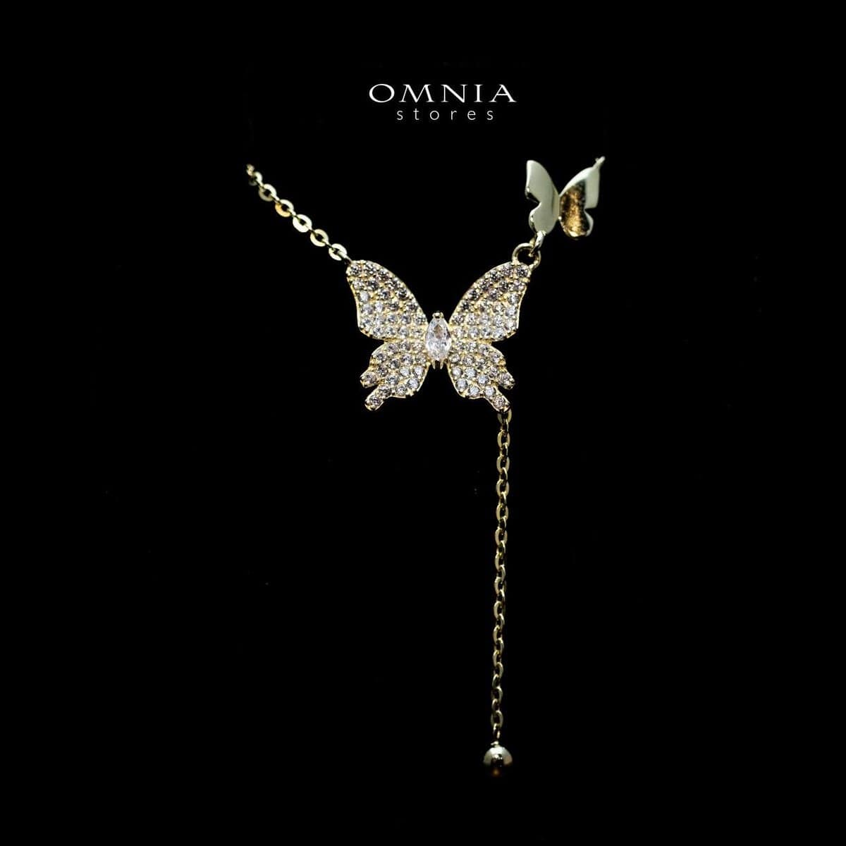 Omnia Hala Butterfly Necklace with High Quality Iced Cut Stone in 92.5 Silver image number null