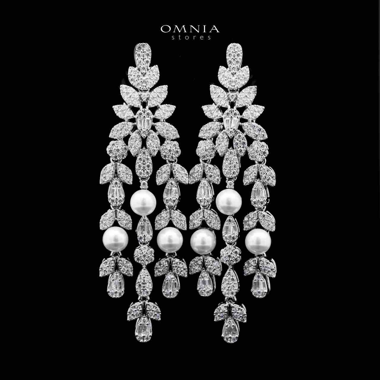 Omnia Samarah Pearl Luxury Bridal White Pearl Full Set in High Quality Zircon Stone Rhodium Plated(18cm Only Available in ksa) image number null