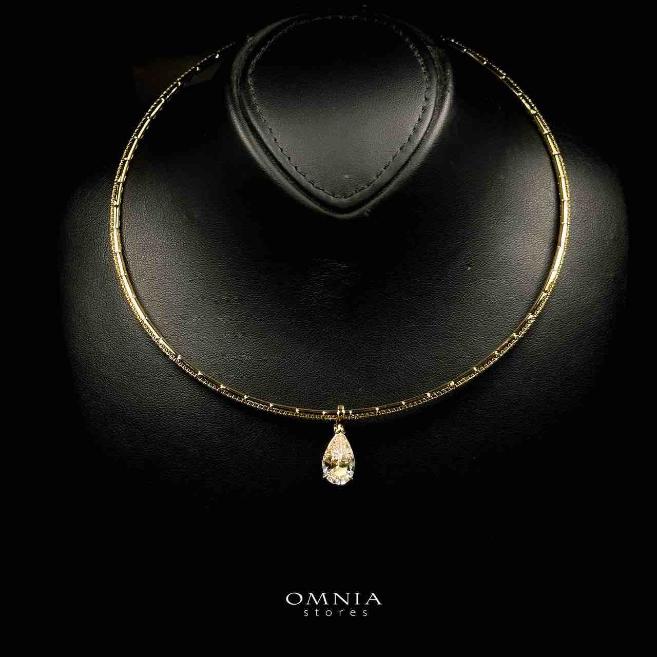 Omnia Anila Golden and White Pear Peandant Necklace In 925 Silver High Quality Certified Lab Crafted Stones image number null