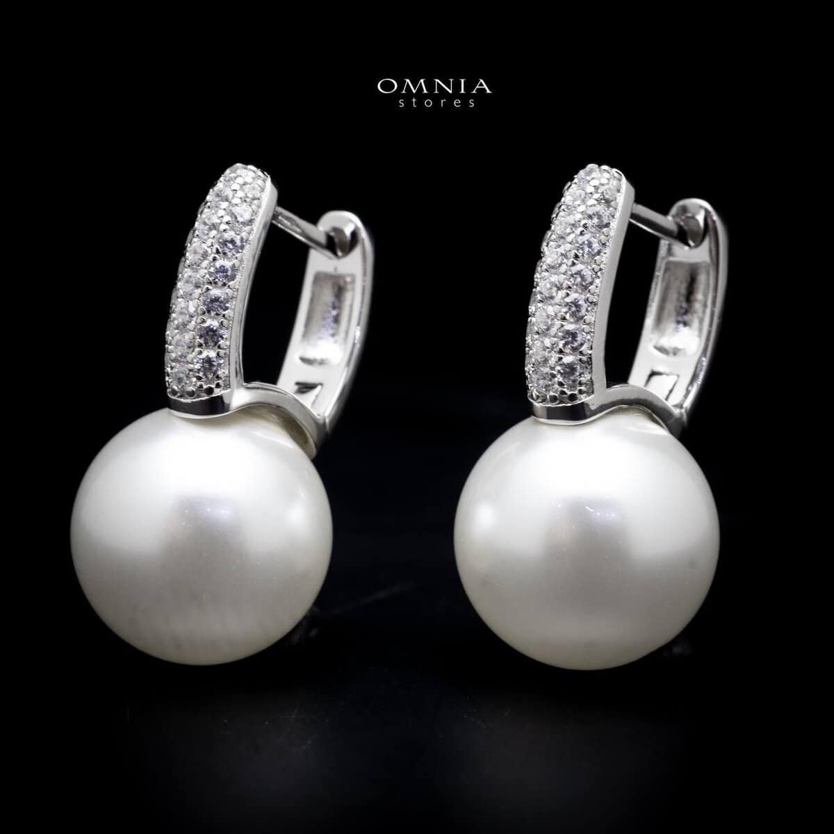 Omnia Nikki White Pearl Clip on Earrings In 92.5 Silver High Quality Simulated Diamonds image number null