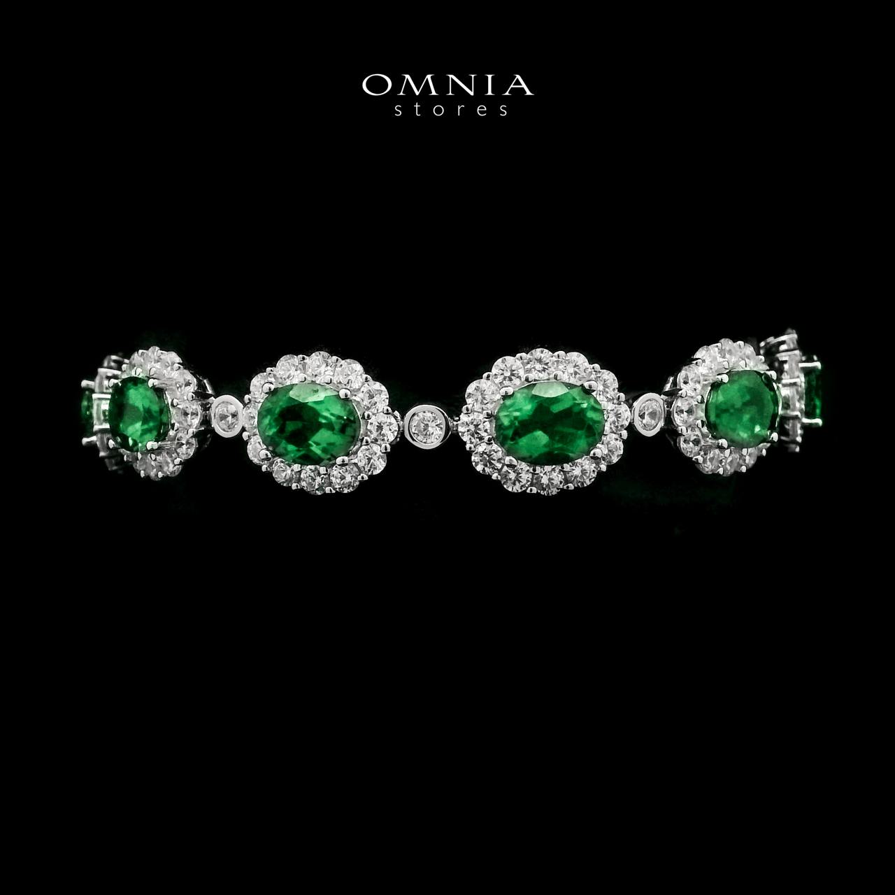 Omnia Mahasin Green Bracelet 925 Silver Certified in High Quality Lab-Grown Emerald Stone image number null