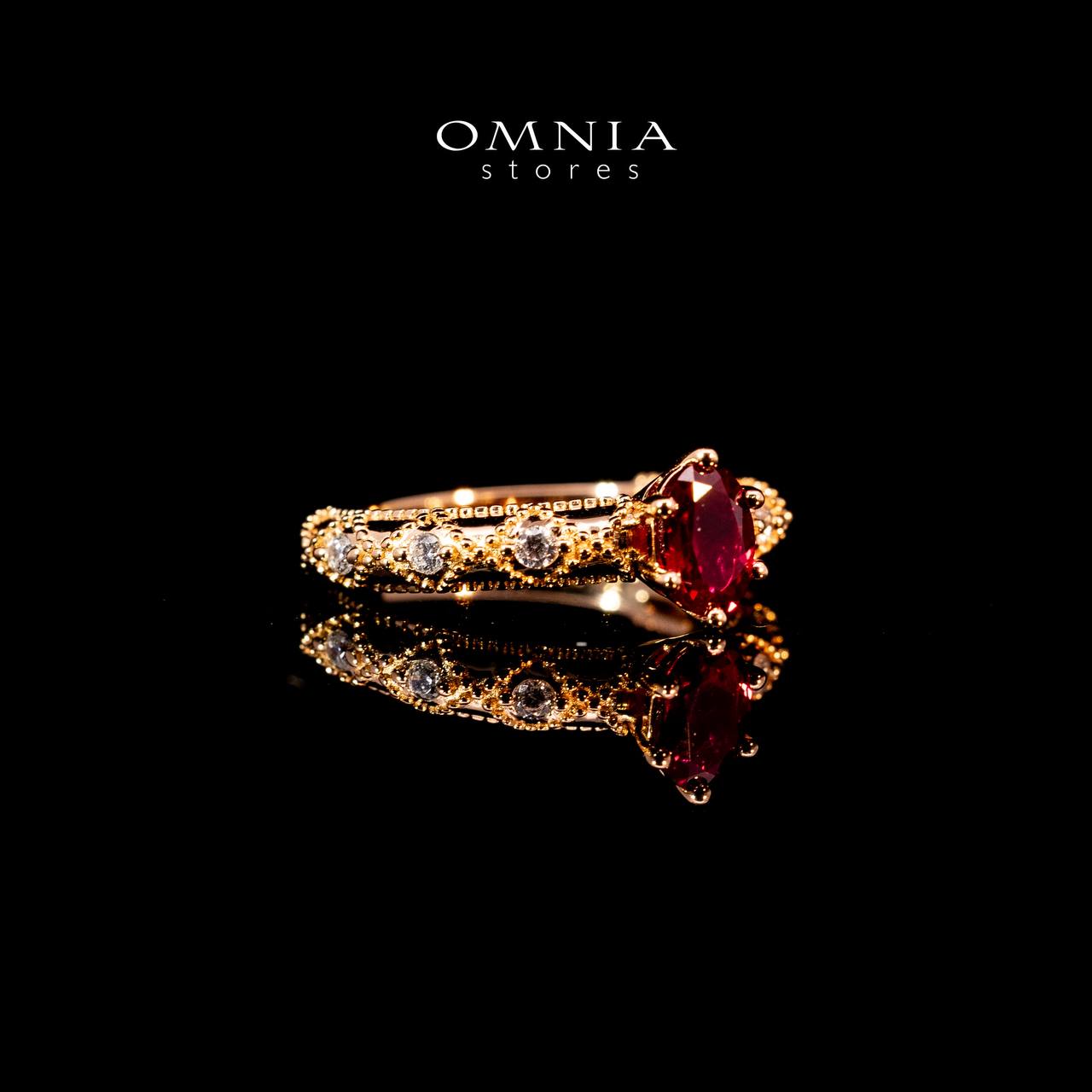Omnia Suhairah Rose Gold Silver Ring In 925 Silver High Quality Certified Red Lab Crafted Stones image number null