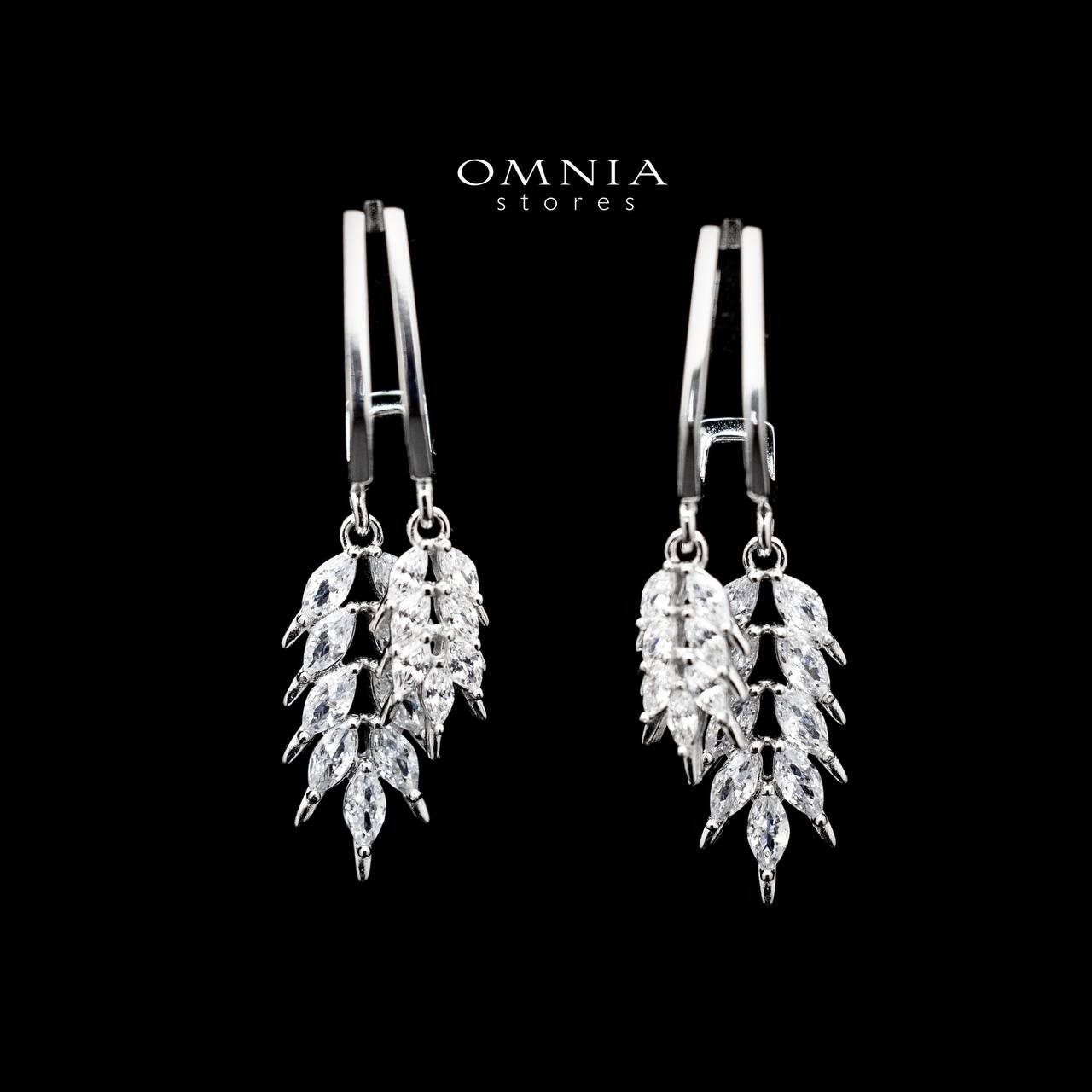 Omnia Ghayda Leaf Drop Earrings in 92.5 Silver With High Quality Moissanite Stone image number null