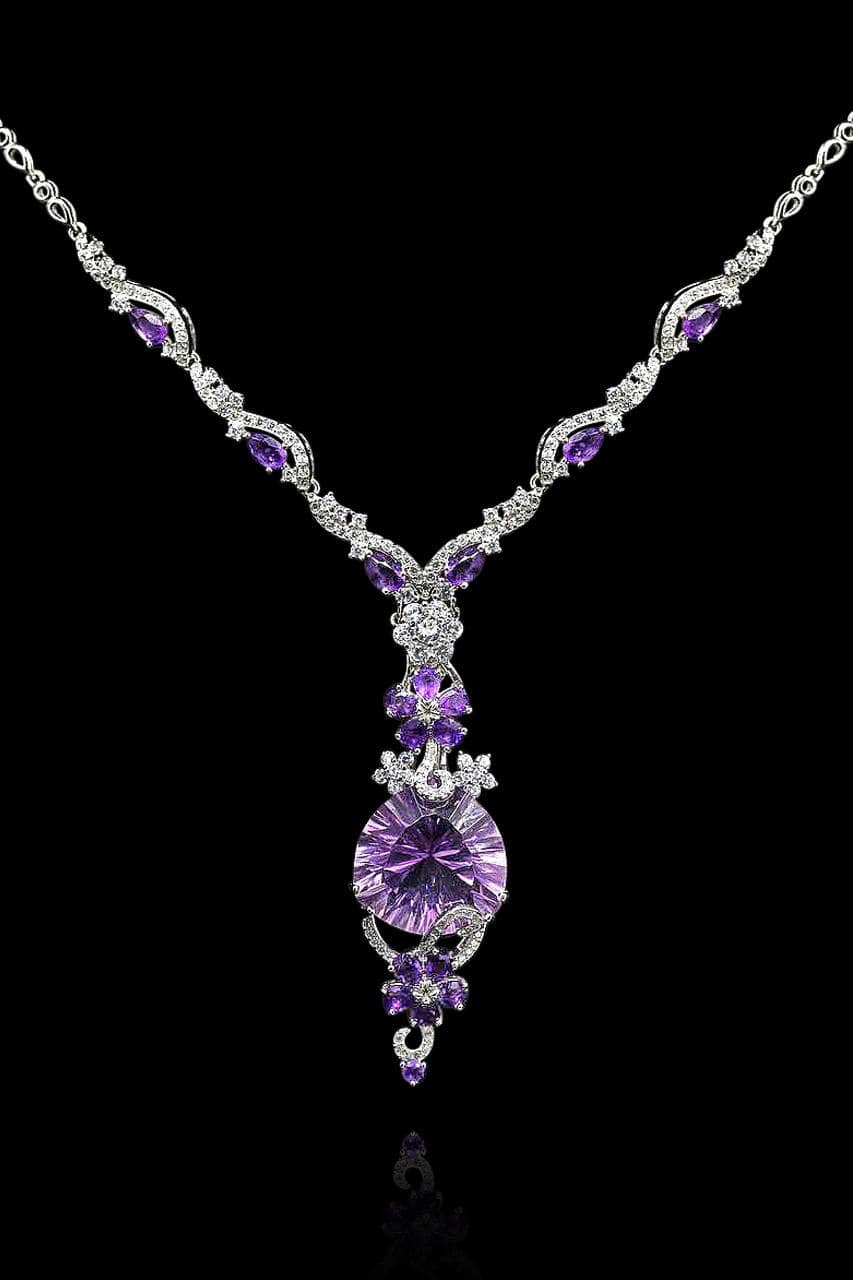 Omnia Hafsa Necklace in 92.5 Silver High Quality Amethyst stone image number null