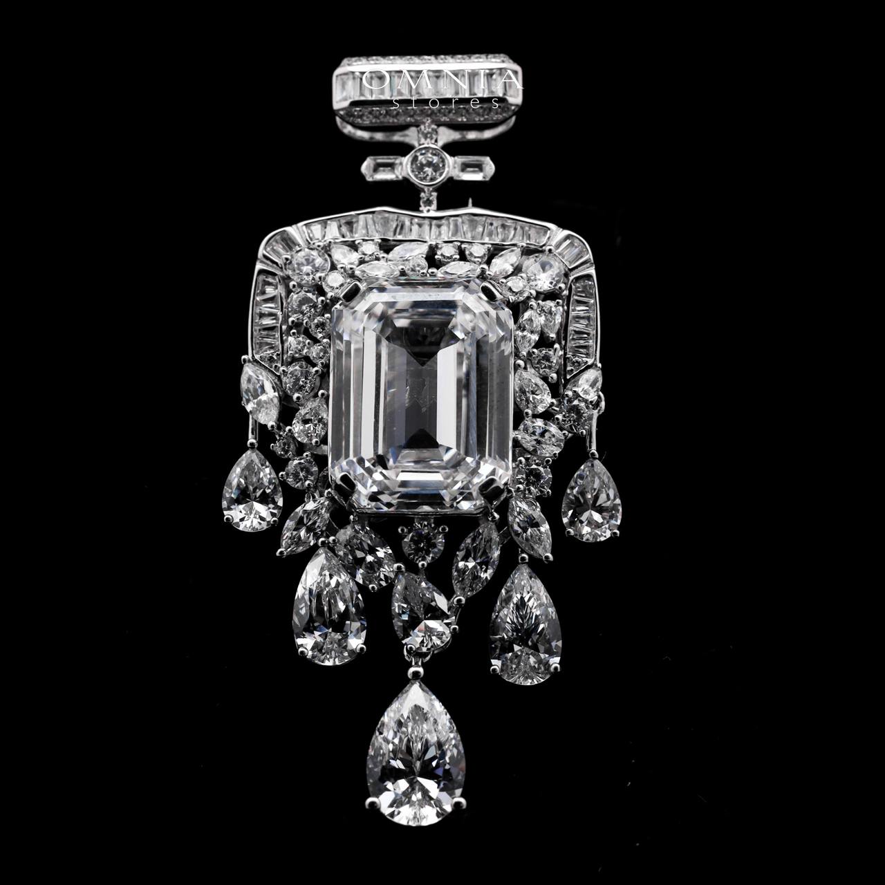 Omnia Raihaana Silver Pendant Only In 925 Silver Certifited High Quality White Lab Grown Stones image number null