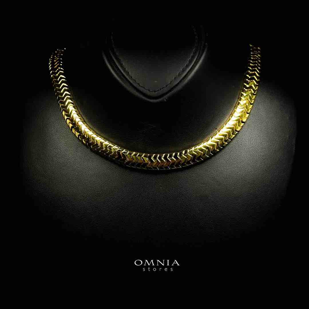 Omnia Afifa Golden Necklace in High-Quality Brass Plated image number null