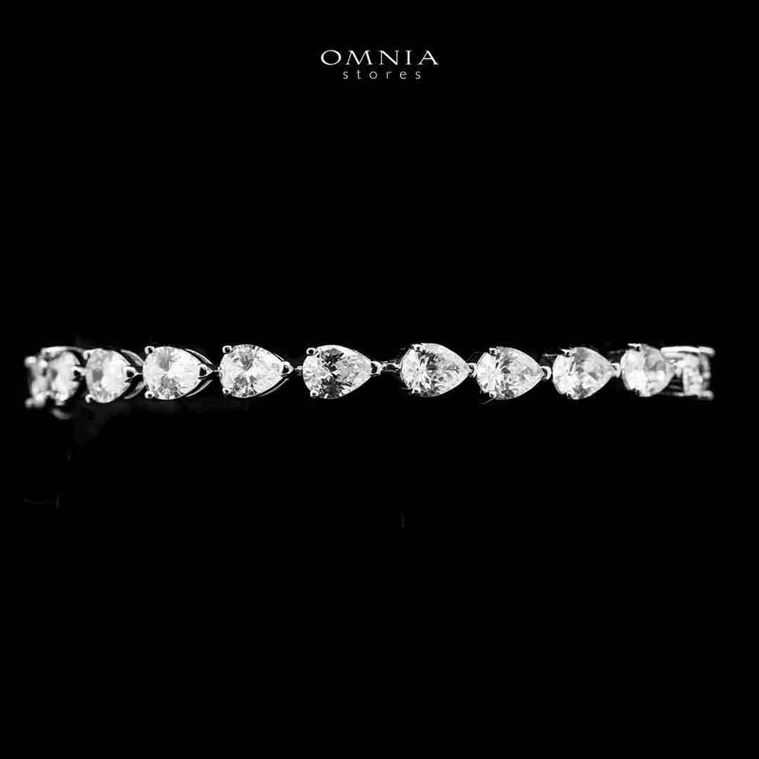 Omnia Naelah Silver Bracelet 925 Silver in High Quality White Simulated Diamonds Stones image number null