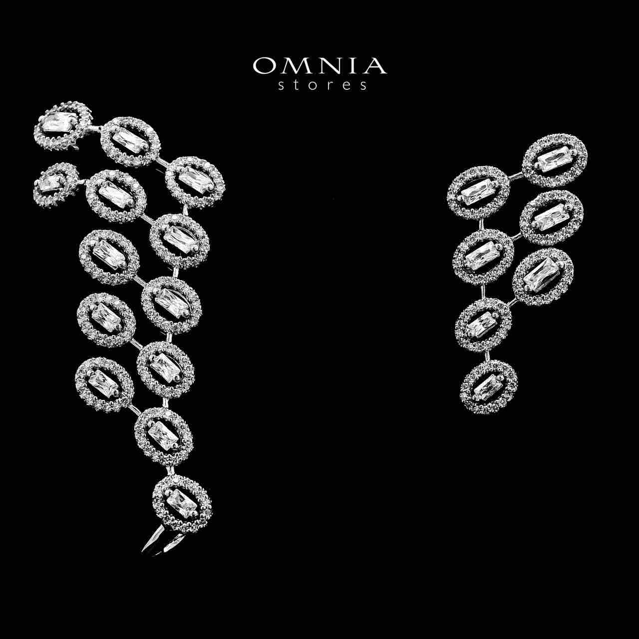 Golbahar Winged Silver Color Earrings in High Quality Zircon Stone in Rhodium Plated image number null