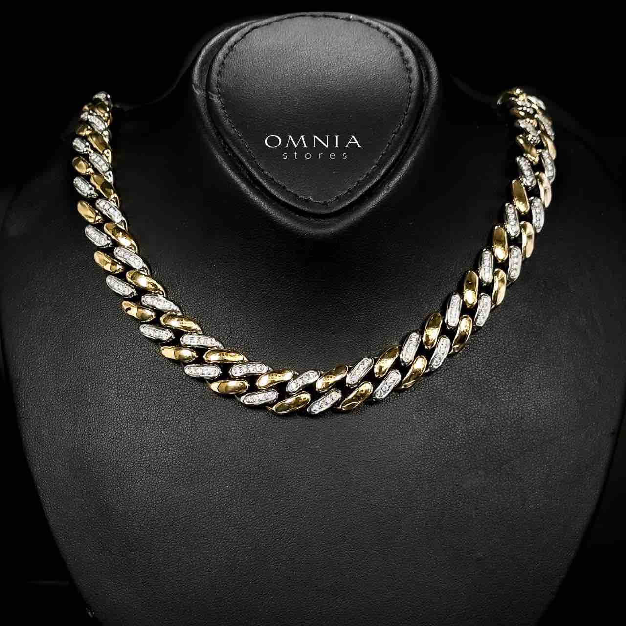 Omnia Khadra Copper Plated Gold Color Necklace,Bracelet and Silver Color Earrings Set in High-Quality 12mm Stainless Steel image number null