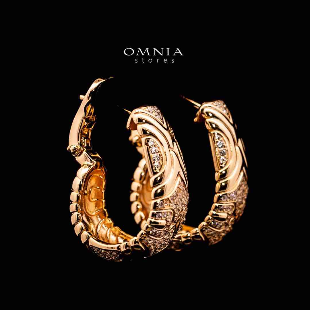 Omnia Hajar Golden Clip Earrrings Necklace in 925 Silver In High Quality Simulated Diamonds image number null