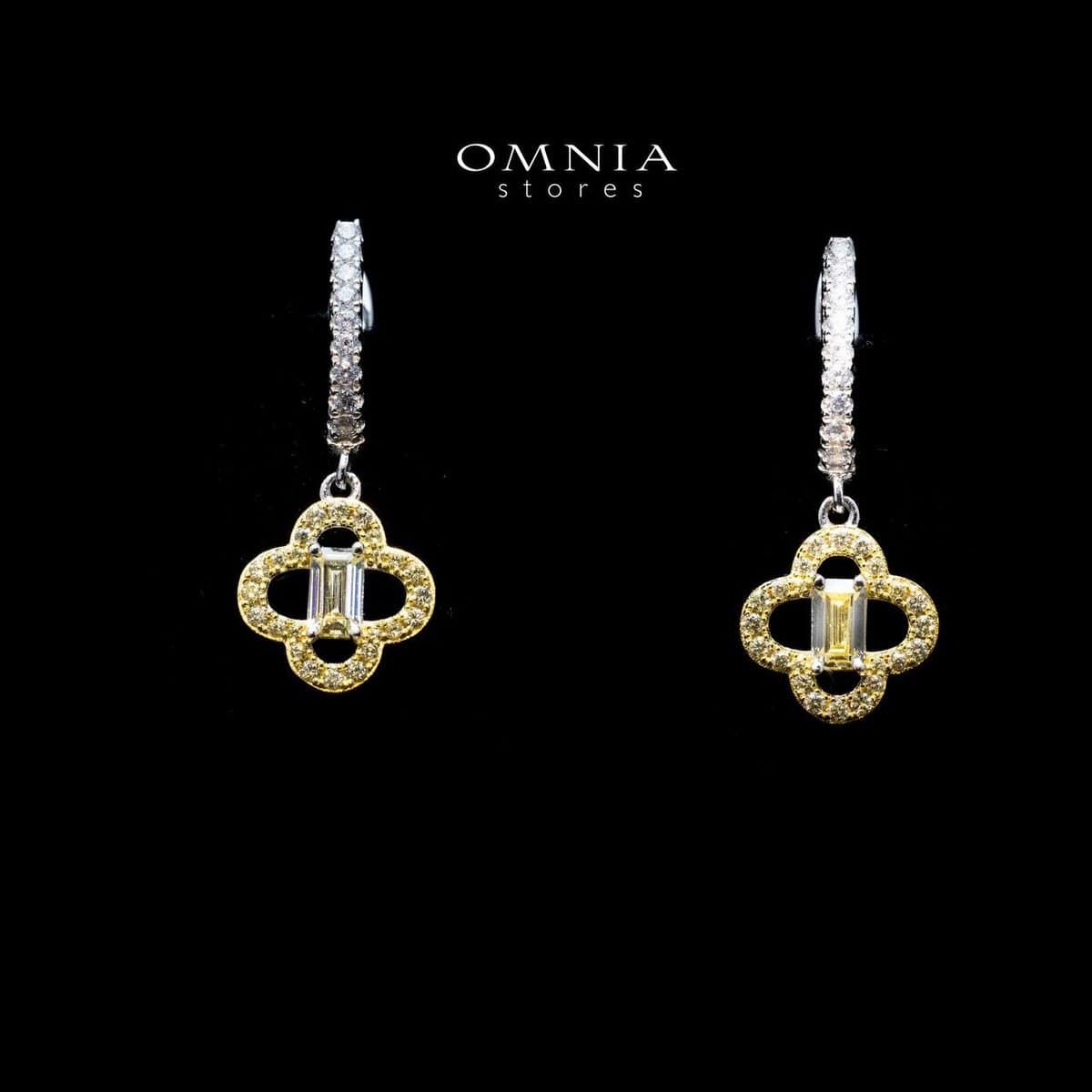 Omnia Amna Gold and White Earrings in 92.5 Silver High Quality Simulated diamonds image number null