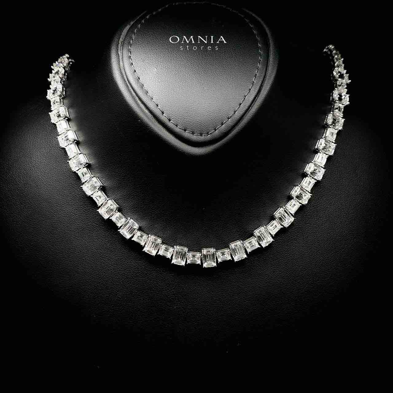 Omnia Nayra White Necklace With High Quality Lab Crafted Stones In 925 Silver image number null