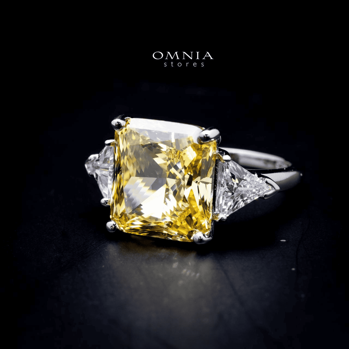 Omnia Adelina Yellow Ring 1.25 Carat Ring 92.5 Silver in High Quality Simulated Diamonds image number null
