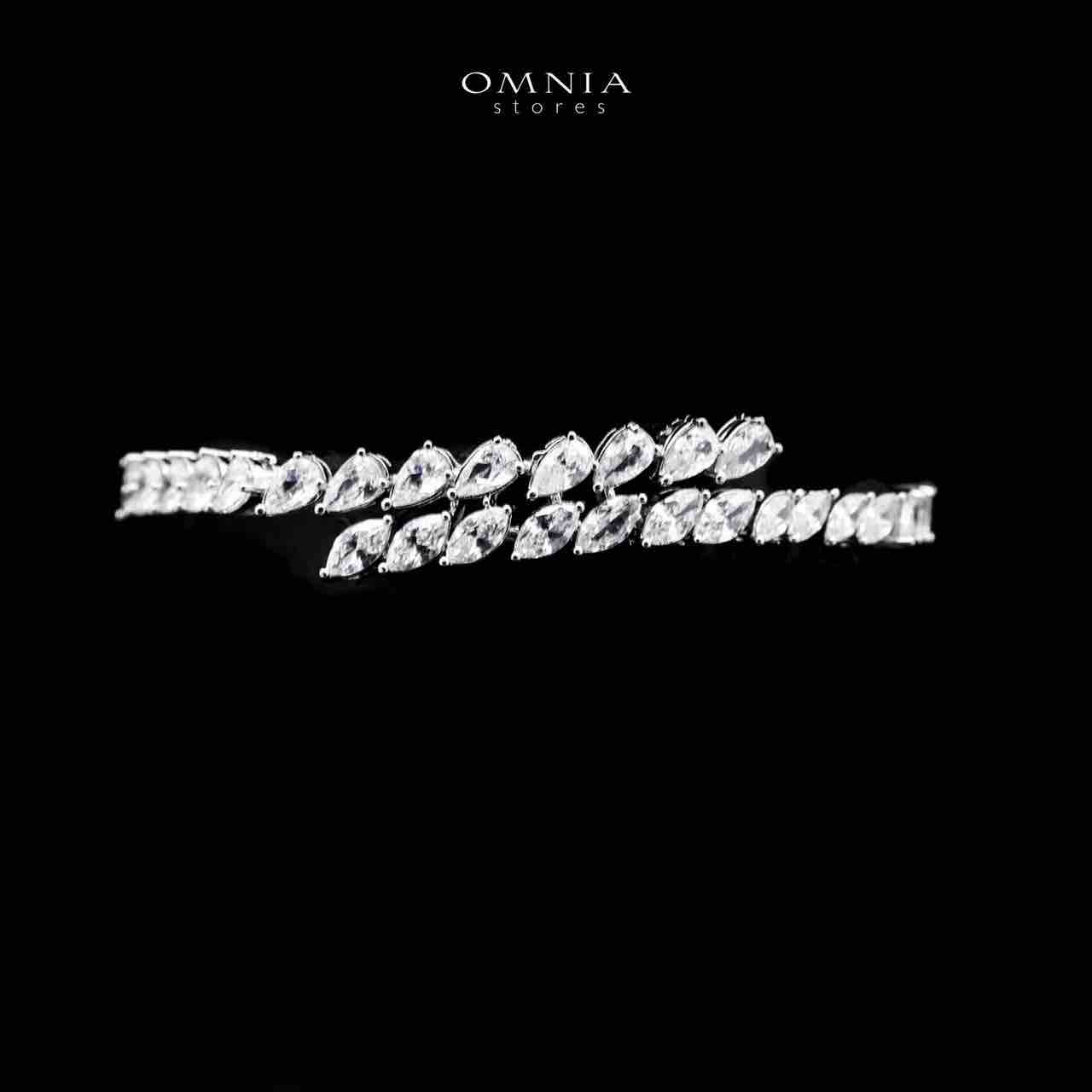 Omnia Nourhane White Double Layer Bridal Full Set in High Quality Zircon Stone in Rhodium Plated image number null