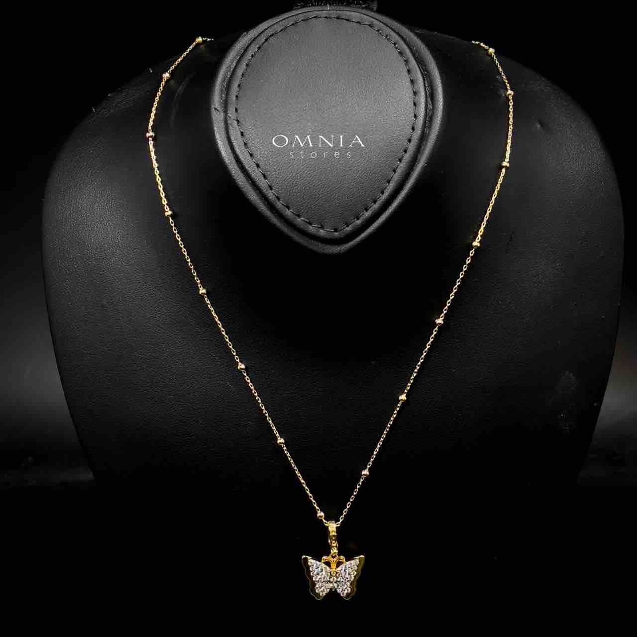 Omnia Rimsha Butterfly Double Side Golden Necklace In 925 Silver Certified High Quality Lab Crafted Stones image number null