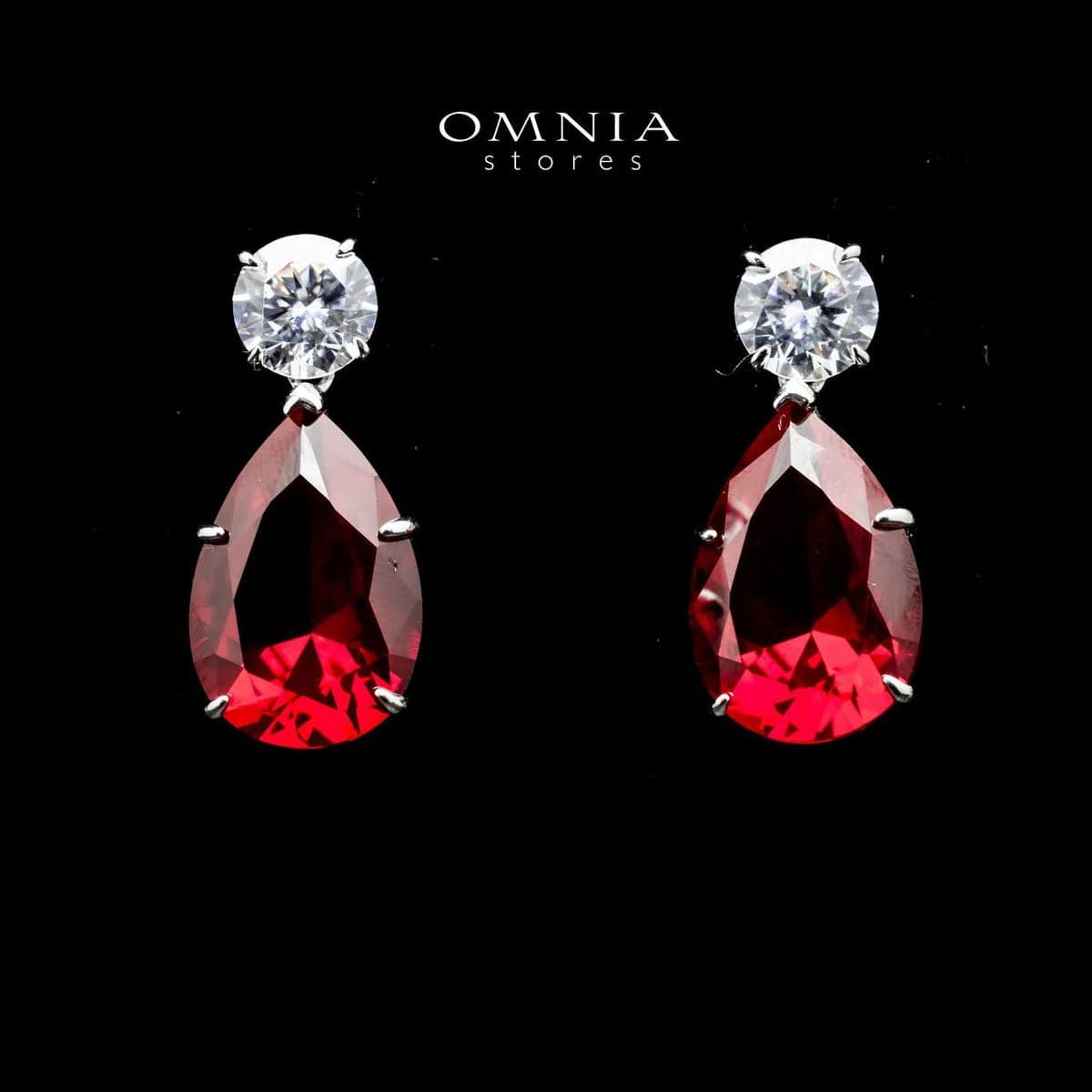 Omnia Byna&nbsp;Red Earring in 92.5 Silver Accessories In High Quality Simulated Diamonds image number null