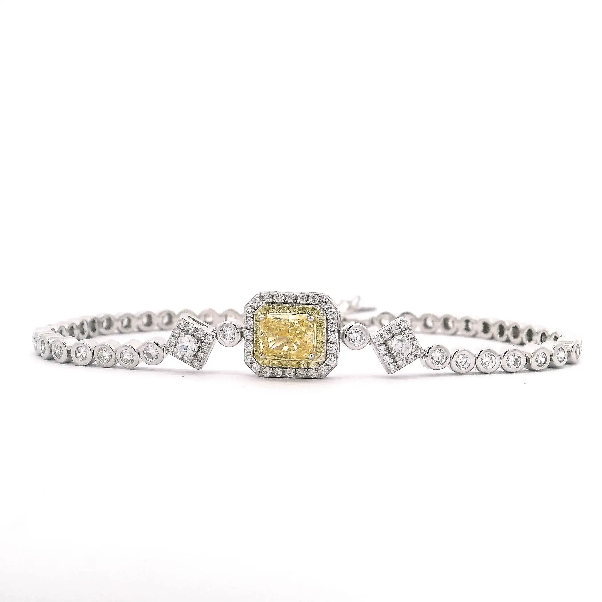 Omnia Almas Yellow Spark Tennis Bracelet in 92.5 Silver with High Quality Simulated Diamonds image number null