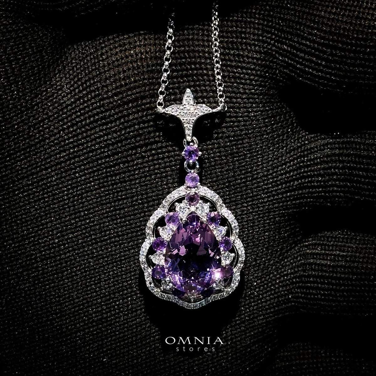 Omnia Kawthar Necklace in 92.5 Silver High Quality Amethyst stone image number null