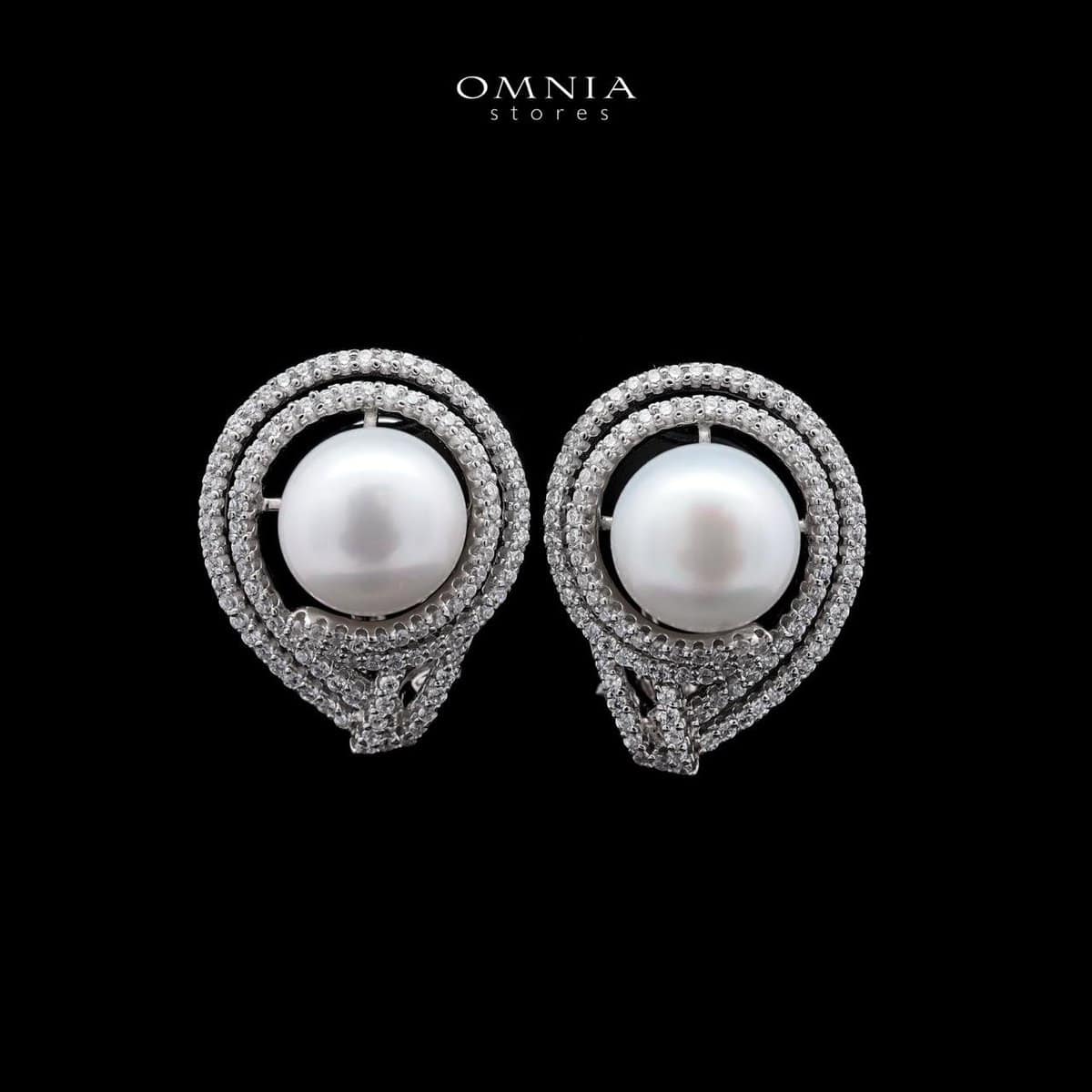 Omnia Reese Pearl Set in 92.5 Silver with High Quality Simulated Diamonds image number null