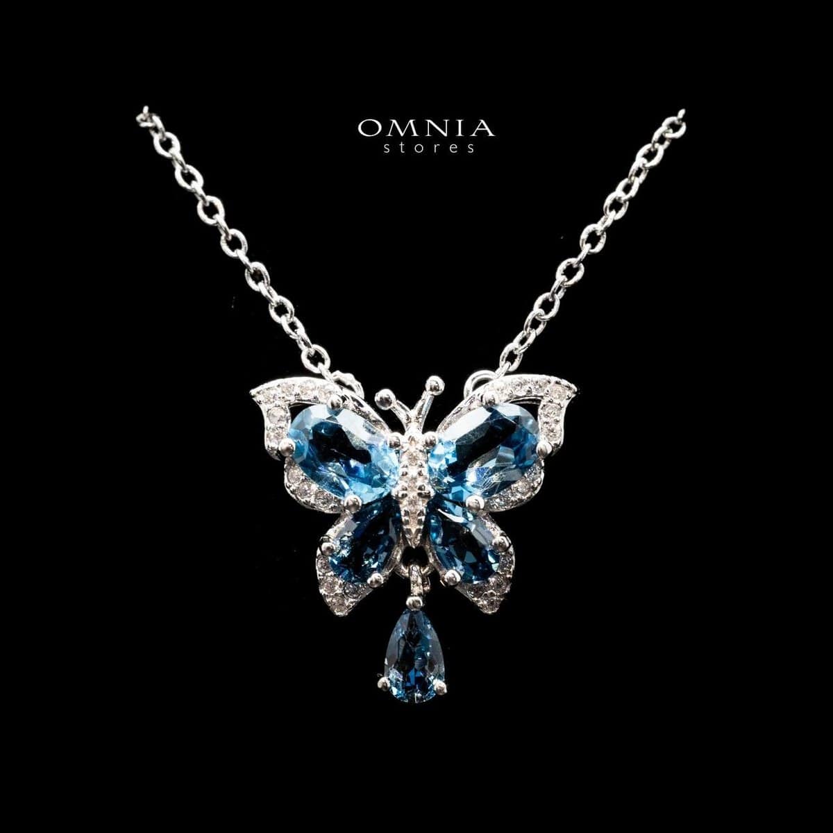 Omnia Rania butterfly Necklace In 92.5 Silver High Quality London Blue Topaz image number null