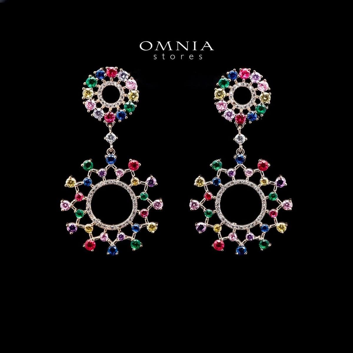Omnia Radiant Multi-Colored Hoop Earrings with High-Quality Simulated Diamonds in a Rhodium Plated Finish image number null