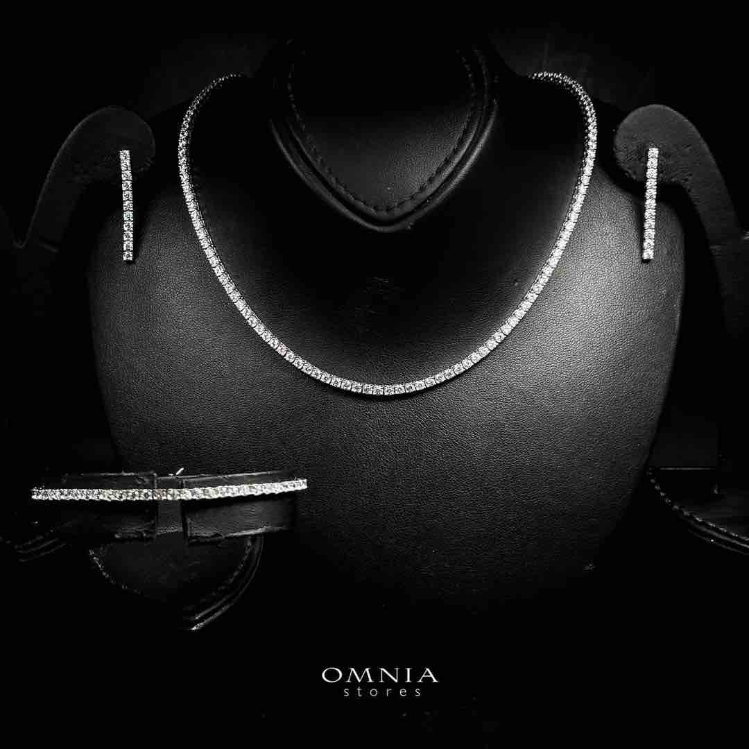 Omnia Raneeya White Tennis Necklace, Earrings and Bracelet Set in 925 Silver with High Quality Simulated Diamonds 2.5mm image number null
