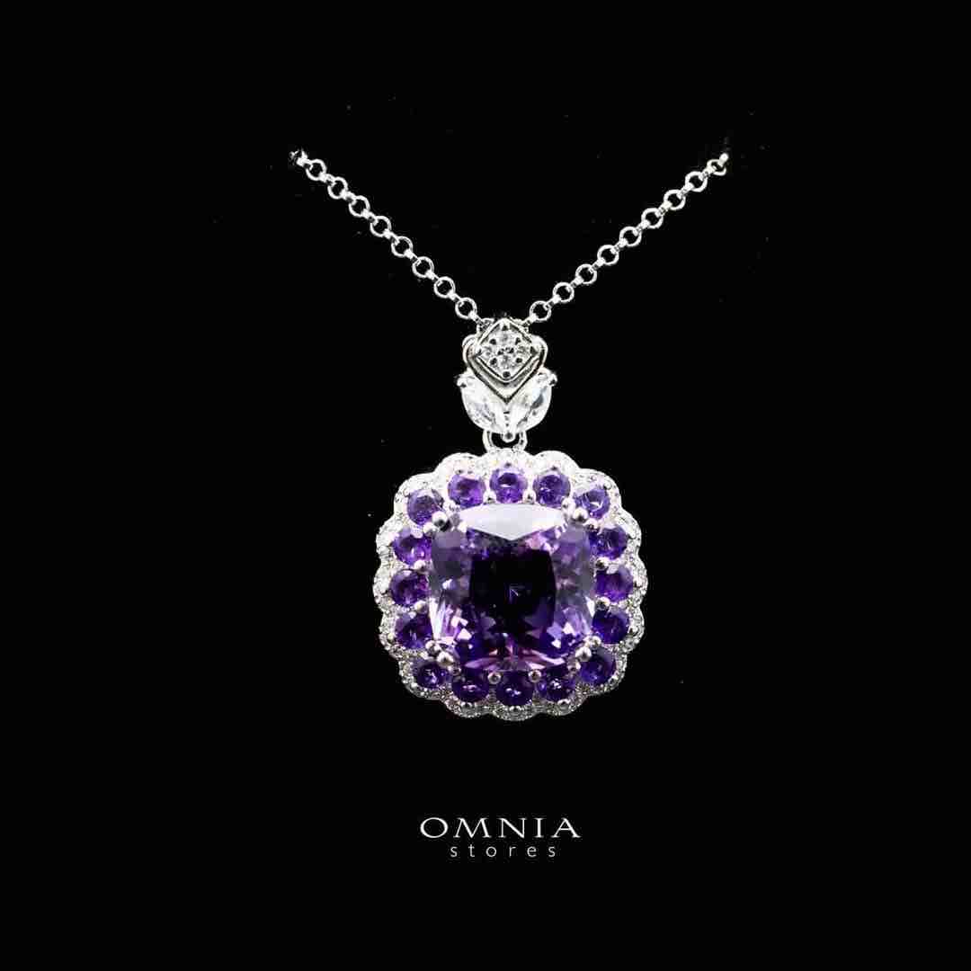 Omnia Futol Necklace in 92.5 Silver In High Quality Amethyst stone image number null