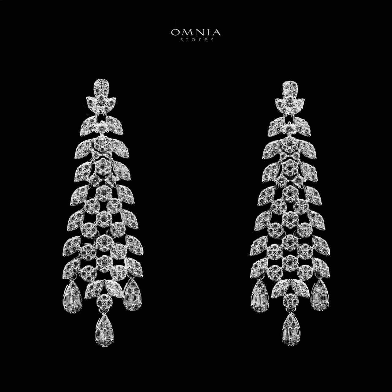 Omnia Taybah White Luxury Bridal Set In Rhodium Plated with High Quality Zircon Stones image number null