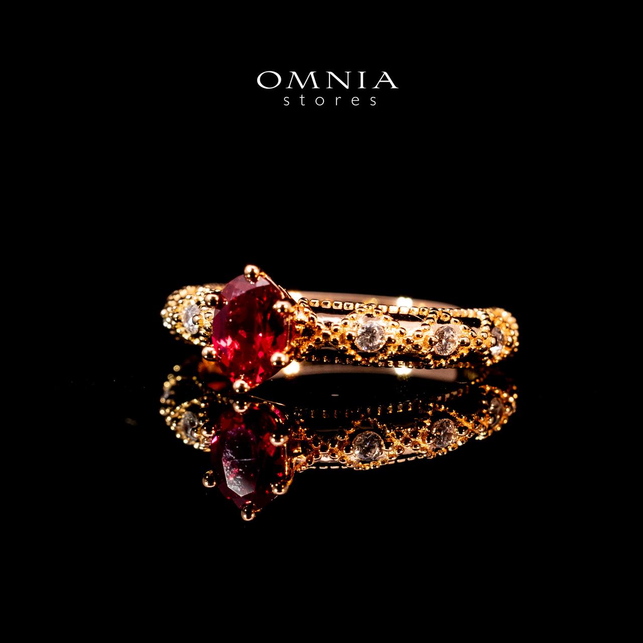 Omnia Suhairah Rose Gold Silver Ring In 925 Silver High Quality Certified Red Lab Crafted Stones image number null