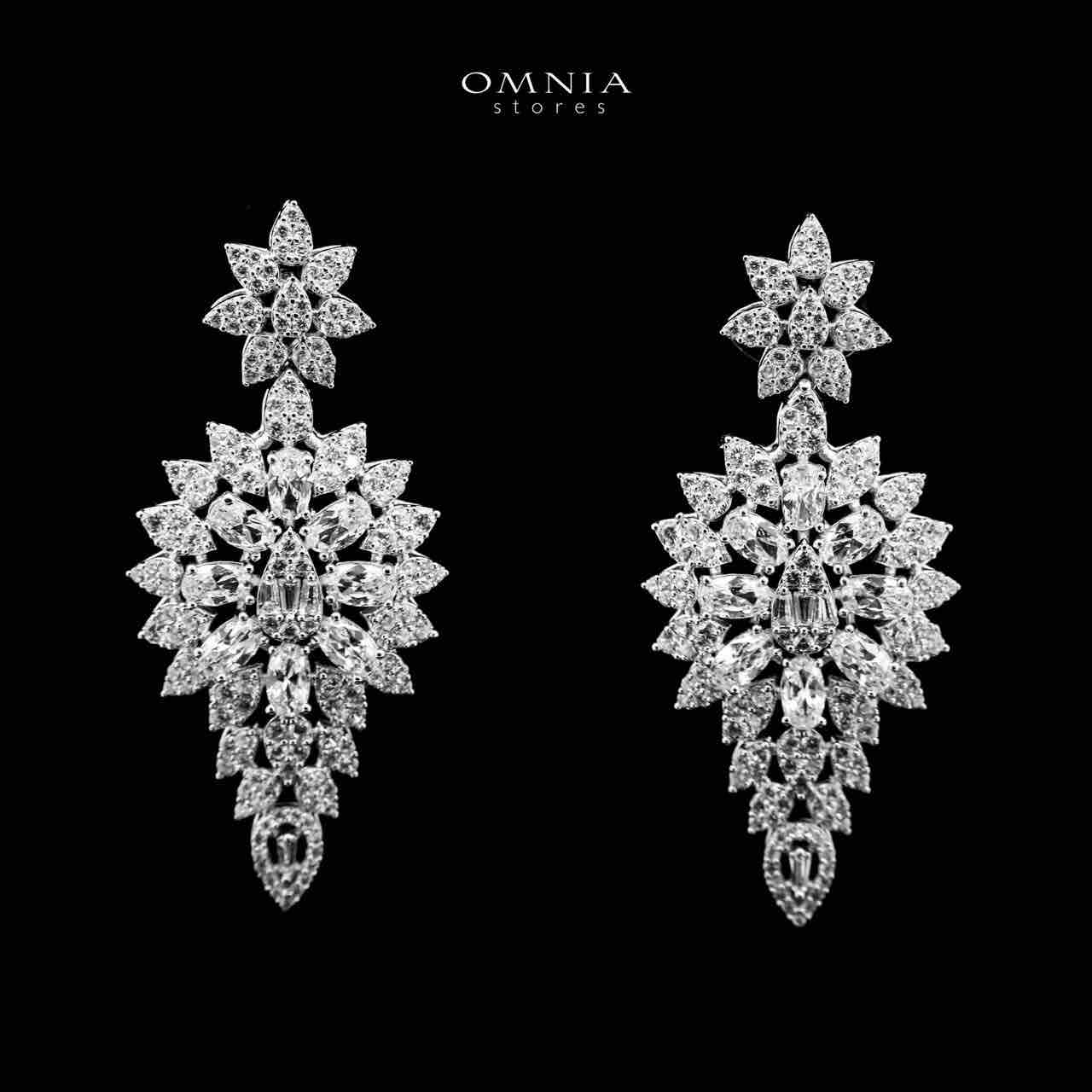 Omnia Hasmaa White Bridal Long chain Set In Rhodium Plated with High Quality Zircon Stone image number null