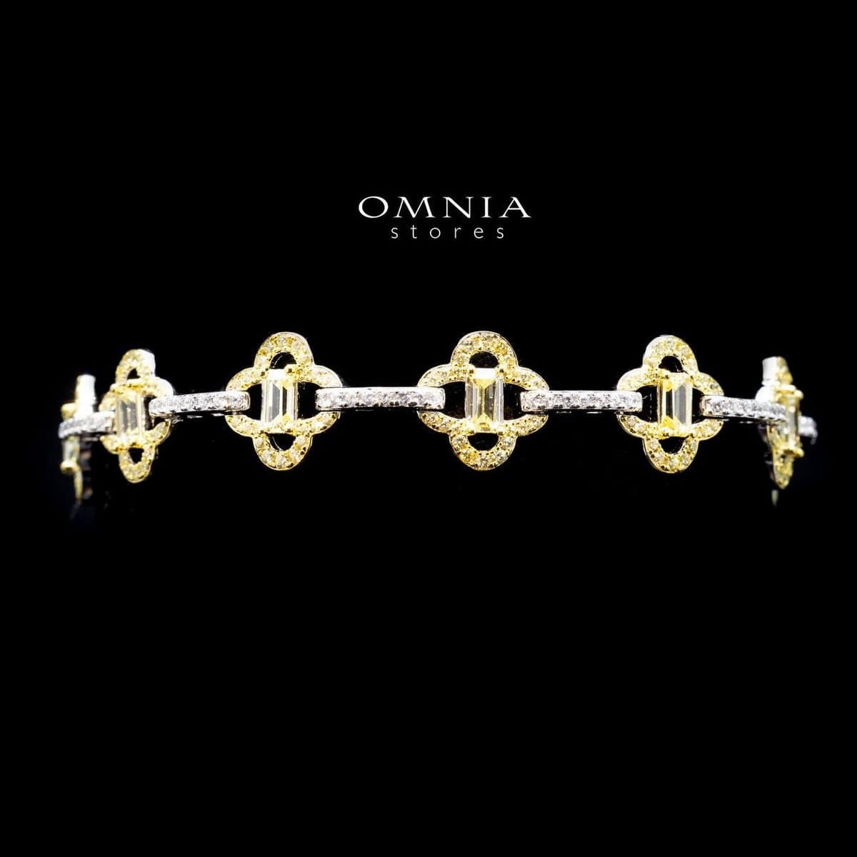 Omnia Amna Gold and White Bracelet in 92.5 Silver High Quality Simulated diamonds image number null