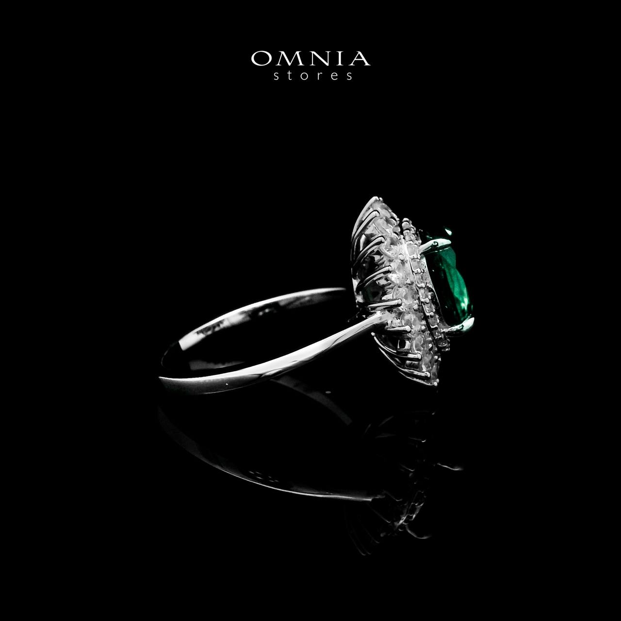 Omnia Hawra Green Ring 92.5 Silver Certified in High Quality Lab Grown Emerald Stone image number null