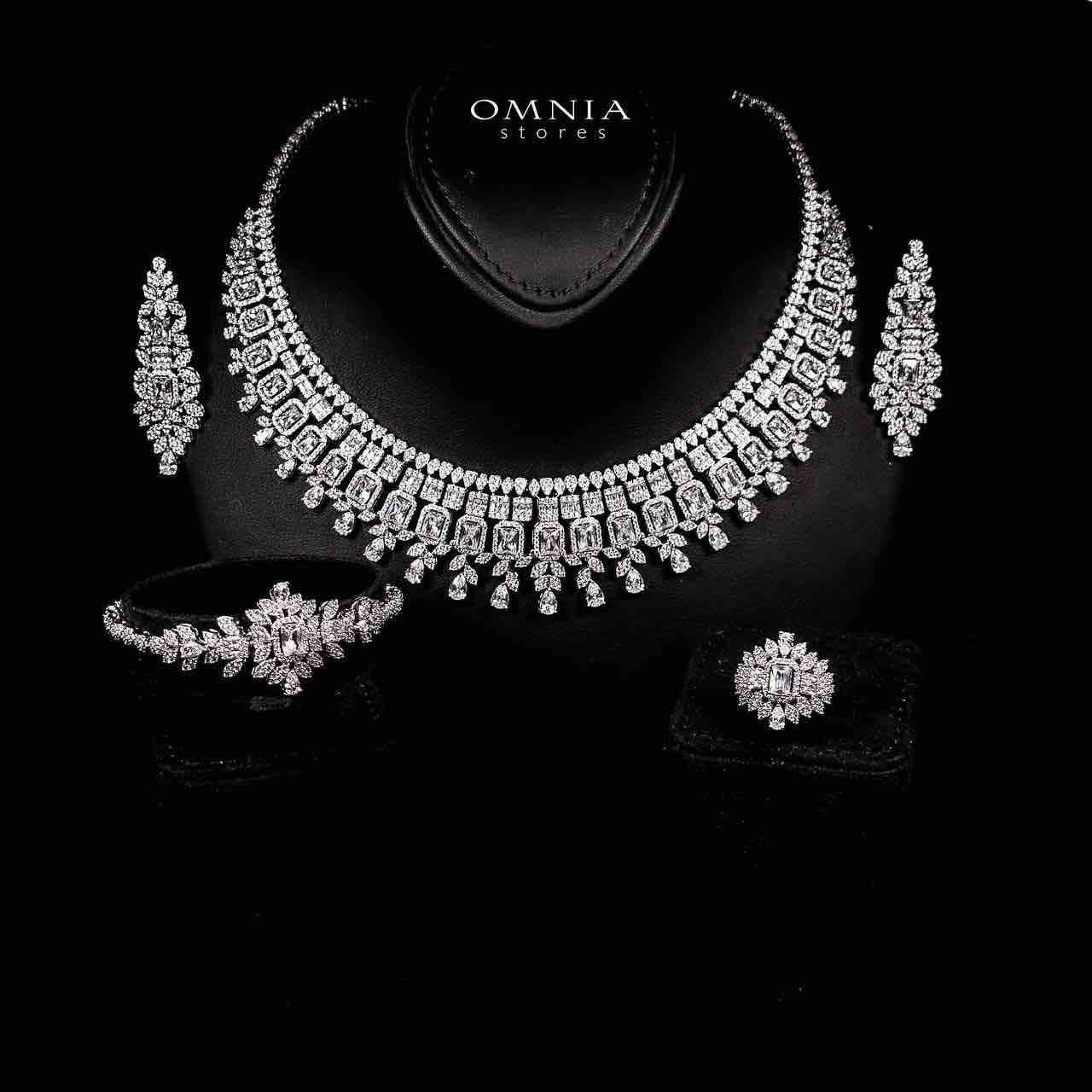 Omnia Kaila White Luxury Bridal Full Set in High Quality Zircon Stone in Rhodium Plated image number null