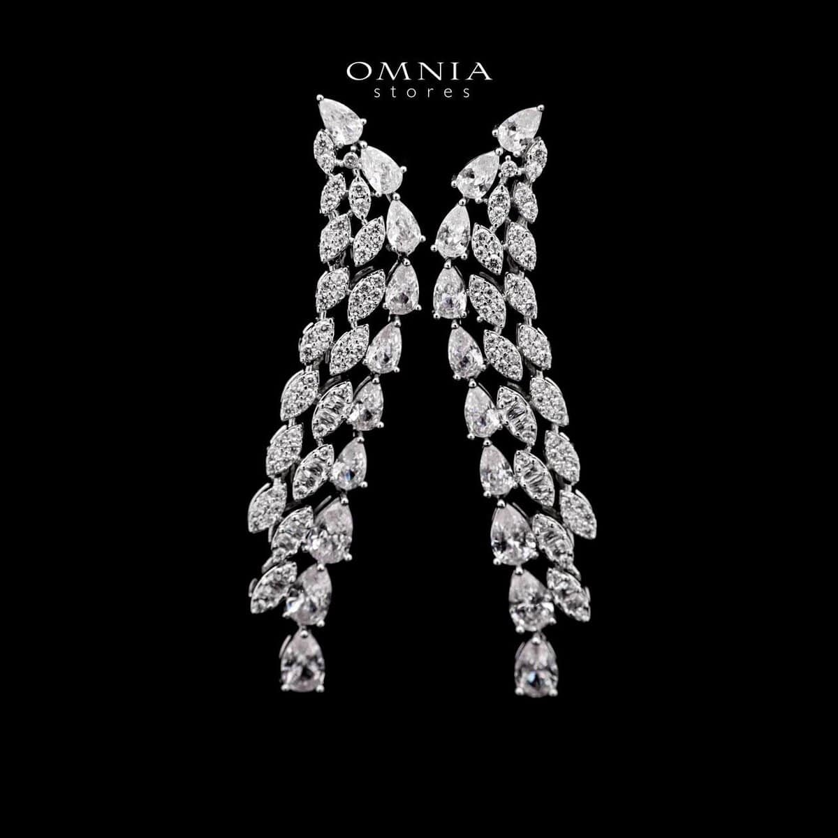Omnia Yasira Leaf-Design White Luxury Bridal Full Set in High Quality Zircon Stone Rhodium Plated image number null