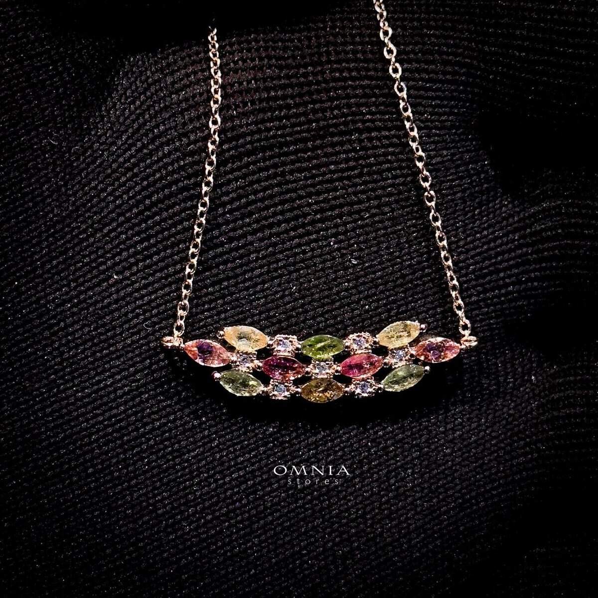 Omnia Gigi Necklace In 92.5 Silver High Quality Natural tourmaline image number null