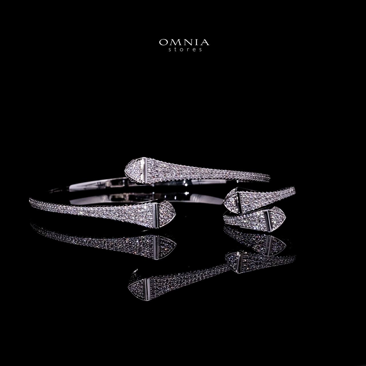Omnia Daliya Luxury White Bracelet & RIng Set in High Quality Zircon Stone Rhodium Plated image number null