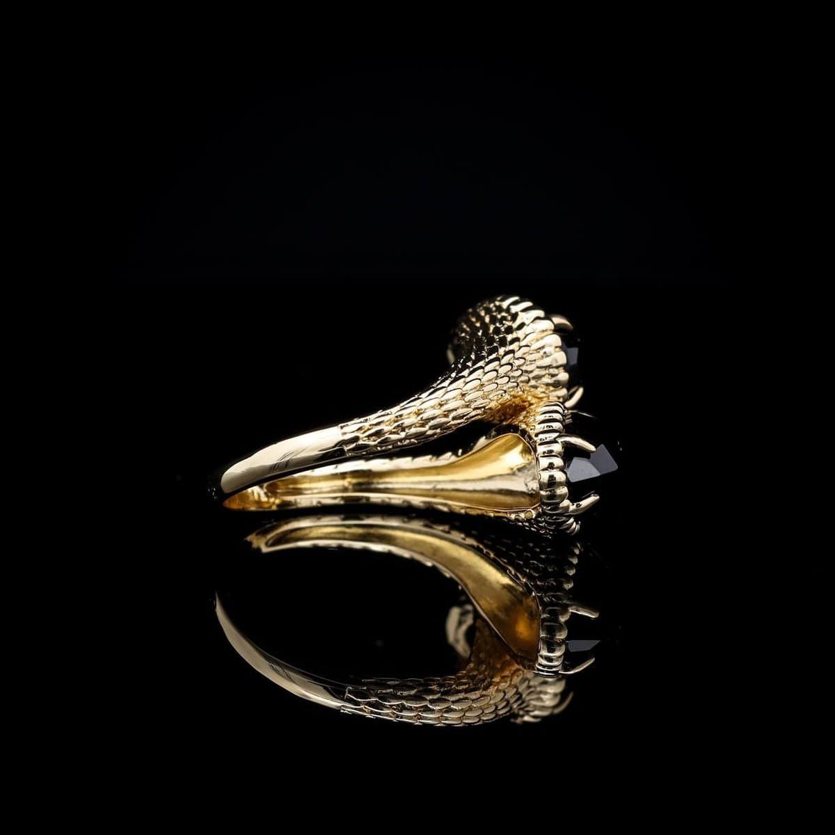 Omnia Ring in Black Agate Stone in High-Quality Gold Plated image number null