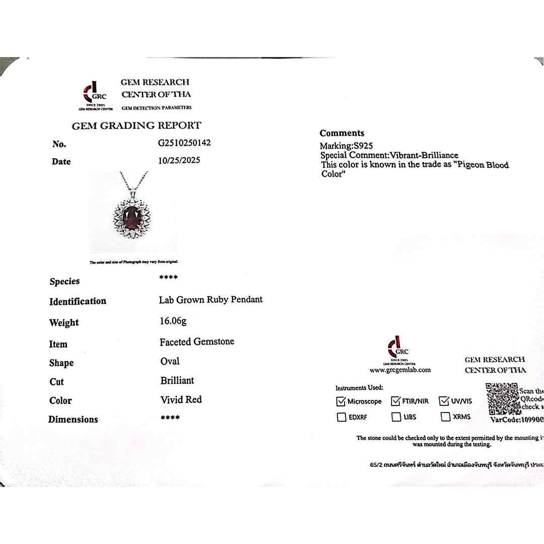 Omnia Alima Silver Necklace and Earrings Set in 925 Silver With High Quality GRC Certified Ruby Red Lab Grown Stones image number null