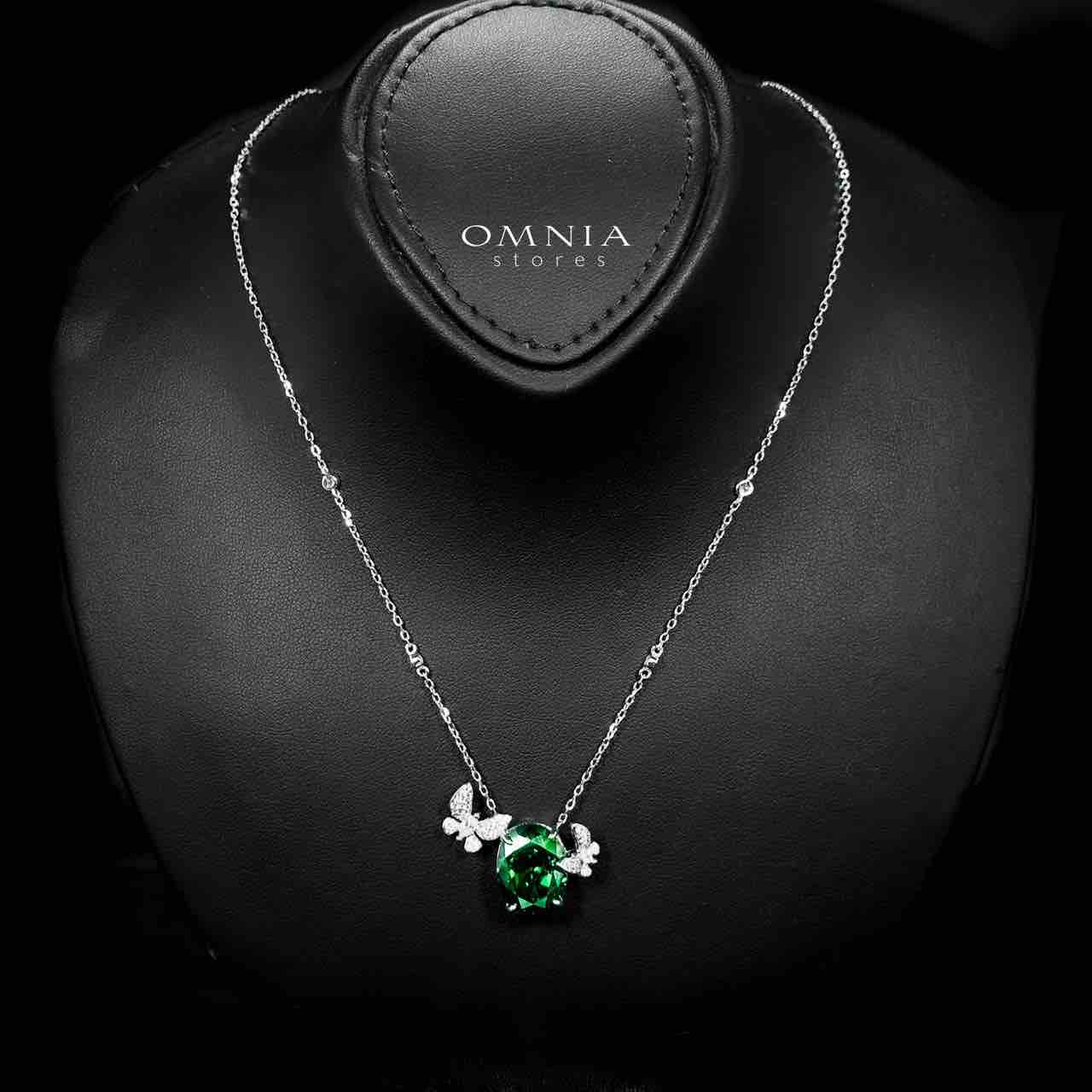 Omnia Maysun Necklace In 925 Silver High Quality Green Simulated Diamonds image number null