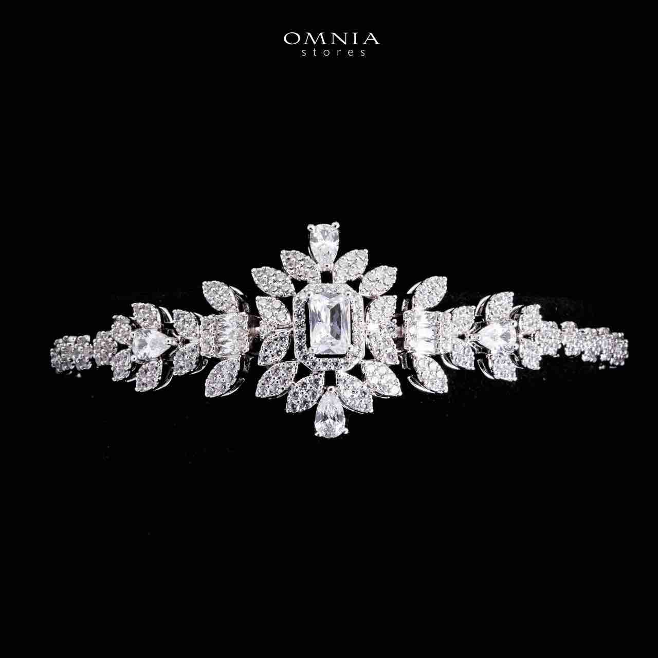 Omnia Kaila White Luxury Bridal Full Set in High Quality Zircon Stone in Rhodium Plated image number null
