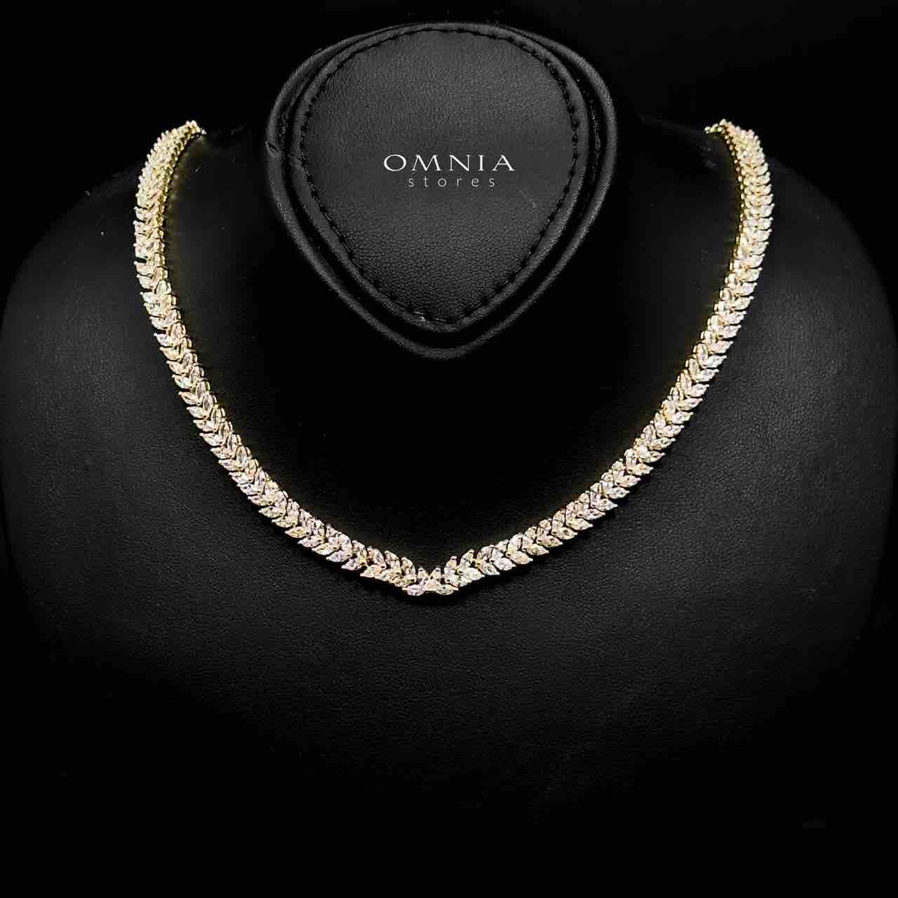 Omnia Aroosa Golden Bridal Full Set with High-Quality Simulated Diamonds Rhodium Plated image number null