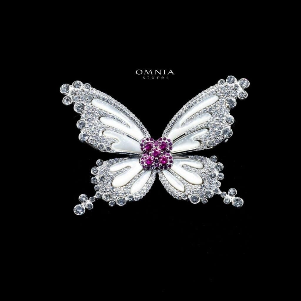 Omnia Lateefa Butterfly brooch in 92.5 Silver High Quality Simulated diamonds image number null